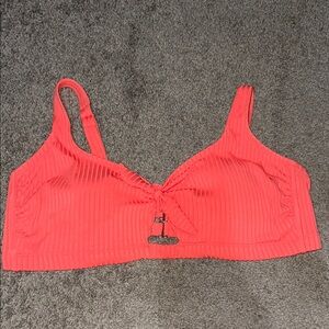 Coral Ribbed Bikini Top